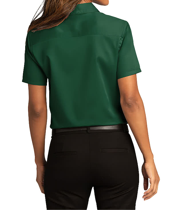 Blue Generation Women's Superblend Poplin Short Sleeve Dress Shirt - Embroidered