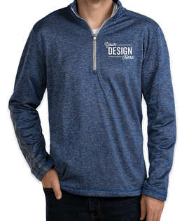 Adidas Brushed Terry Heather Quarter Zip Pullover - Color: Collegiate Royal Heather / Mid Grey