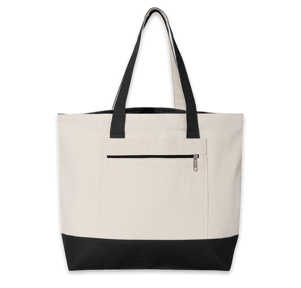 Large Front Zipper Cotton Tote Bag-default