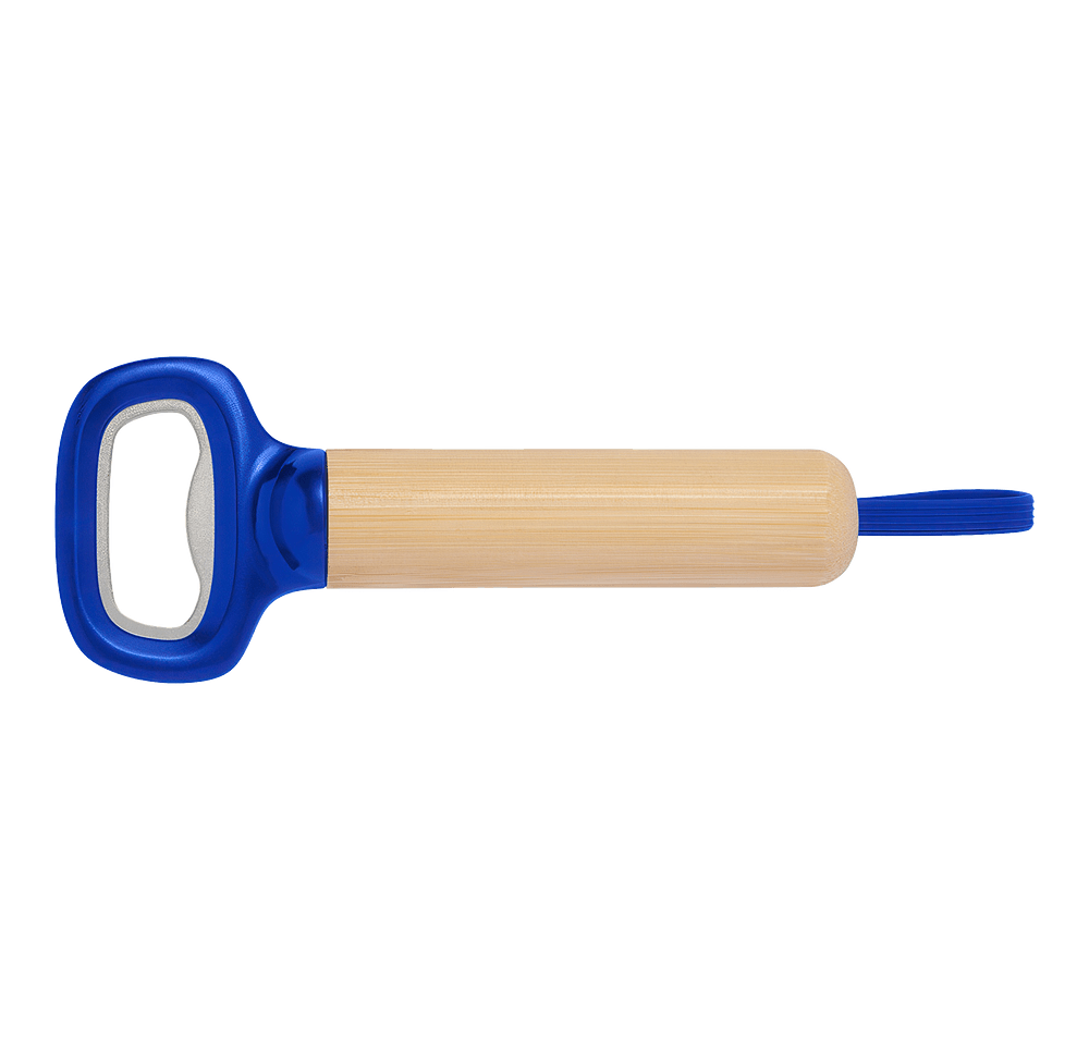 Laser Engraved Bamboo Bottle Opener with Silicone Strap-default