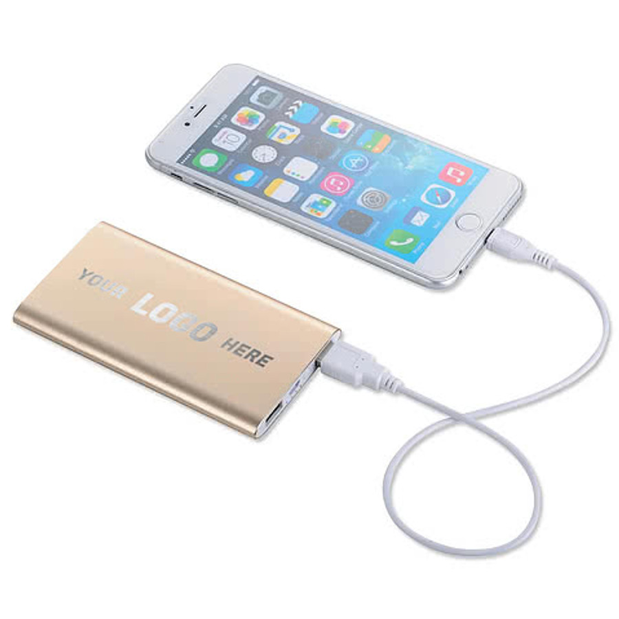 Laser Engraved Sleek Aluminum 4,000 mAh Portable Power Bank in Silver