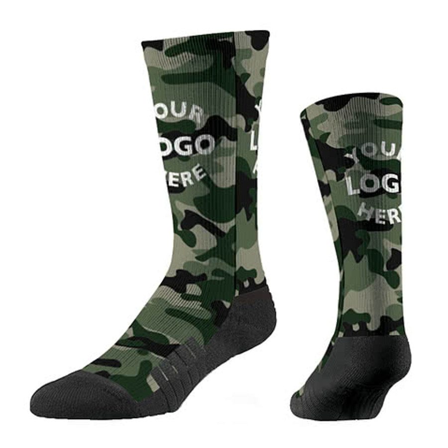 Basic Camo Premium Crew Socks in Green
