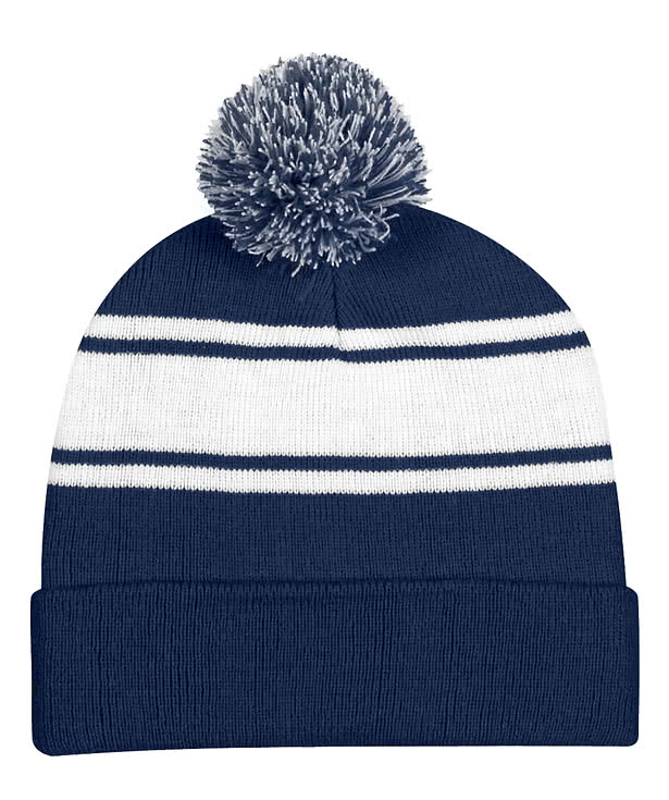 Two-Tone Pom Pom Knit Beanie