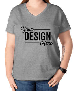 Gildan Women's 100% Cotton V-Neck T-shirt - Color: Sports Grey