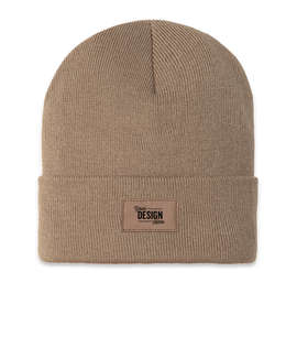 Ahead Newfoundland Cuff Beanie with Tan Rectangle Patch - Color: Cappuccino