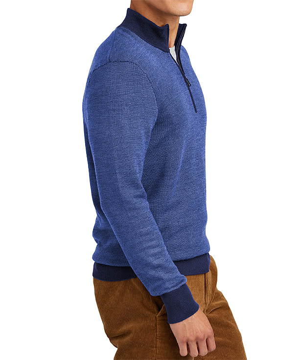 Brooks Brothers Merino Wool Birdseye Quarter Zip Sweater