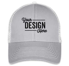Mega Cap Contrast Stitch Trucker Hat - Color: Light Grey / White