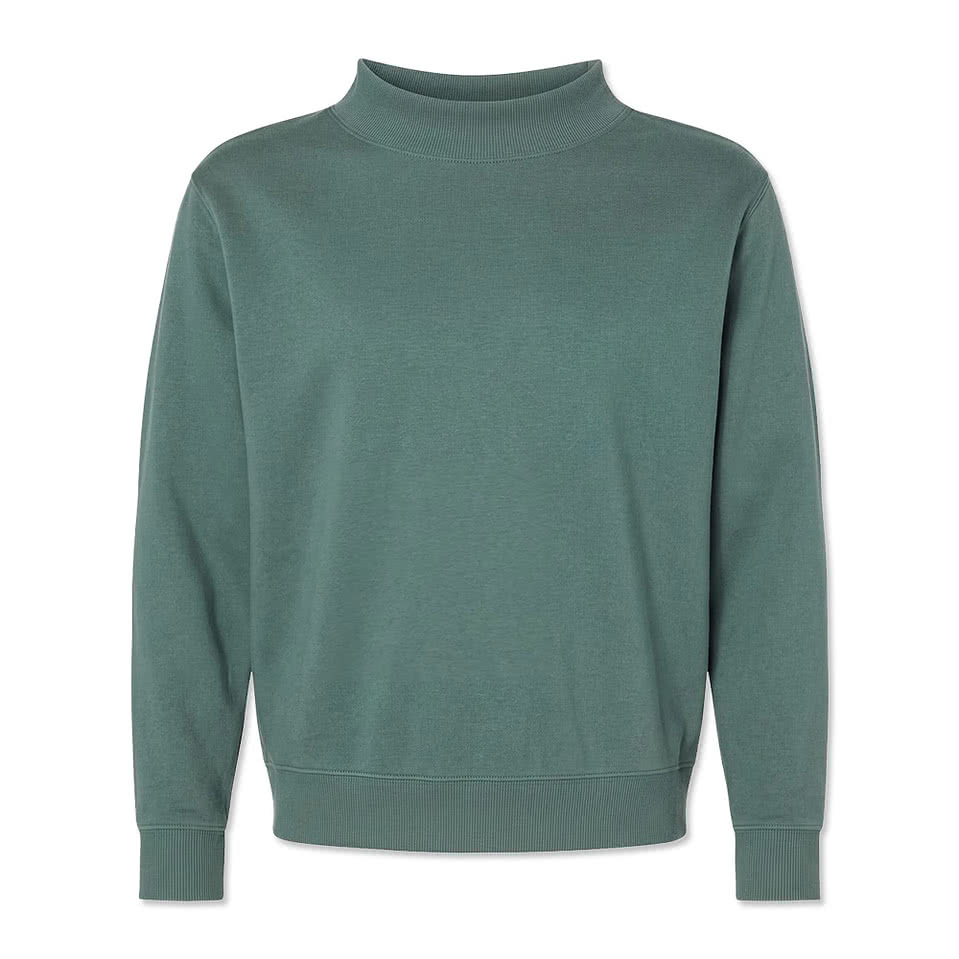 Live & Tell by LAT Mock Neck Fleece Crewneck Sweatshirt