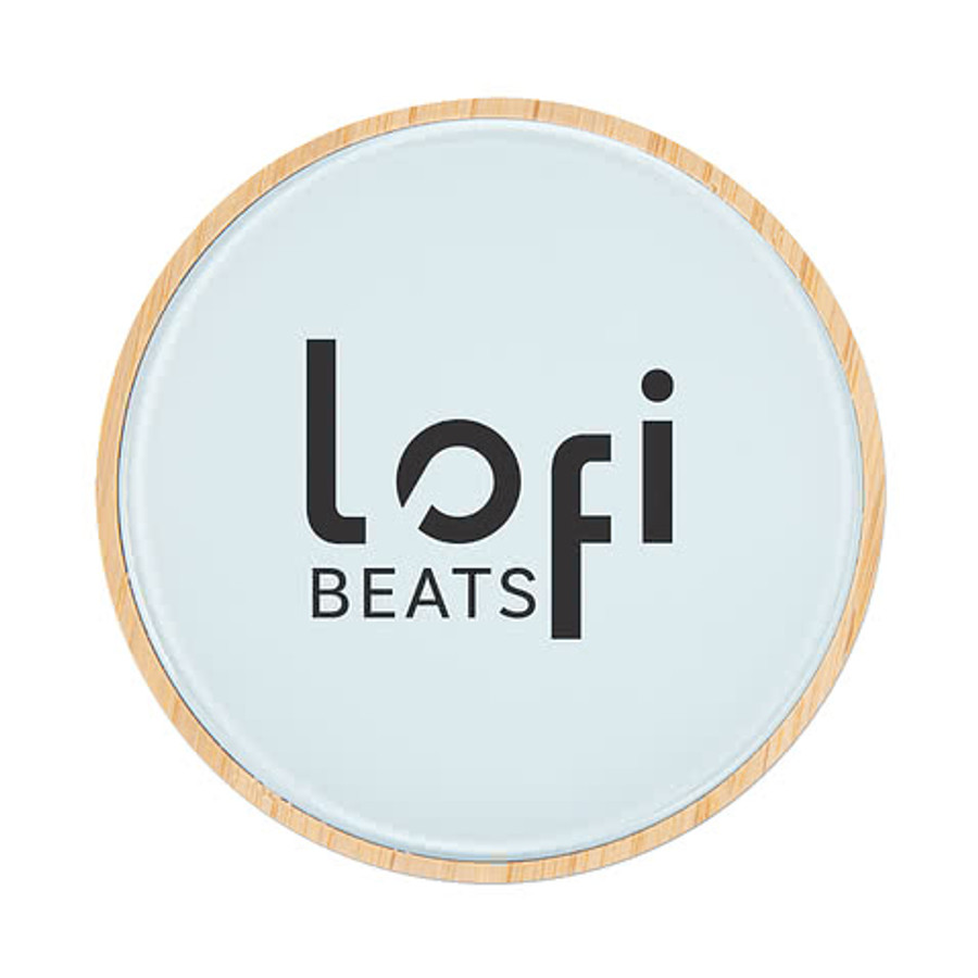 10W Glass and Bamboo Portable Wireless Charging Pad in Bamboo