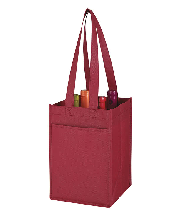 Non-Woven 4 Bottle Wine Tote Bag