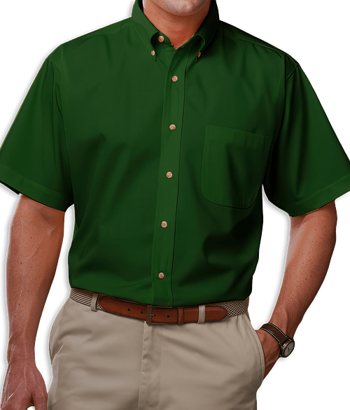 Blue Generation Scotchgard Short Sleeve Dress Shirt - Printed in Hunter