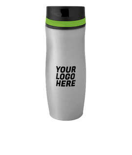 Full Color 14 oz. Persona Wave Trail Vacuum Insulated Tumbler - Color: Gray / Lime Green