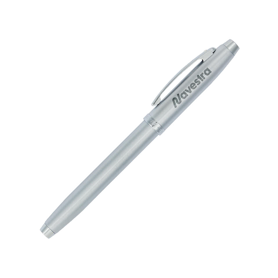 Custom Laser Engraved Sheaffer 100 Brushed Chrome Rollerball Pen