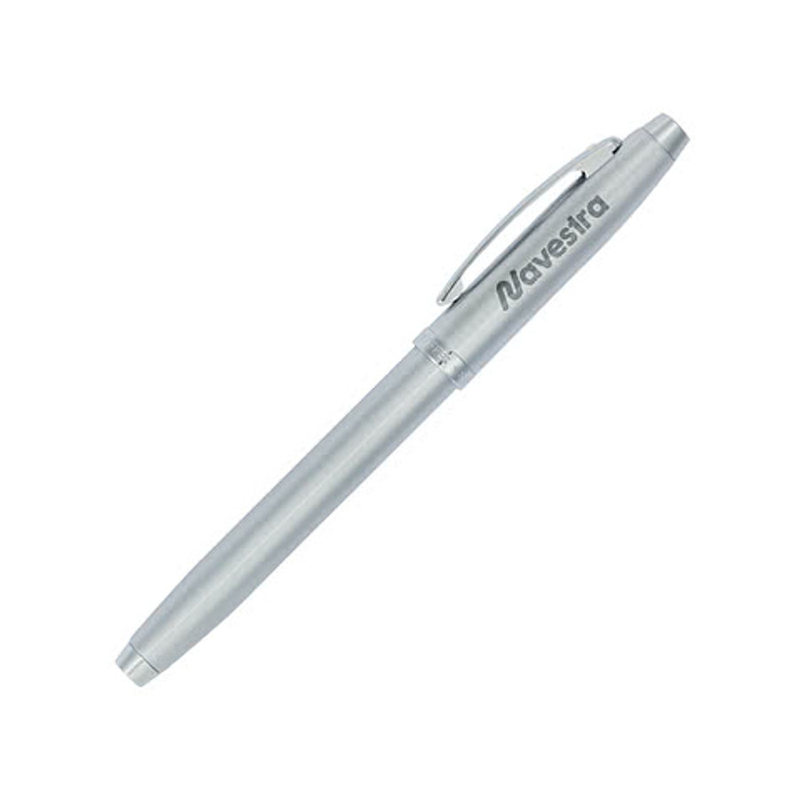 Laser Engraved Sheaffer 100 Brushed Chrome Rollerball Pen (black ink) in Silver