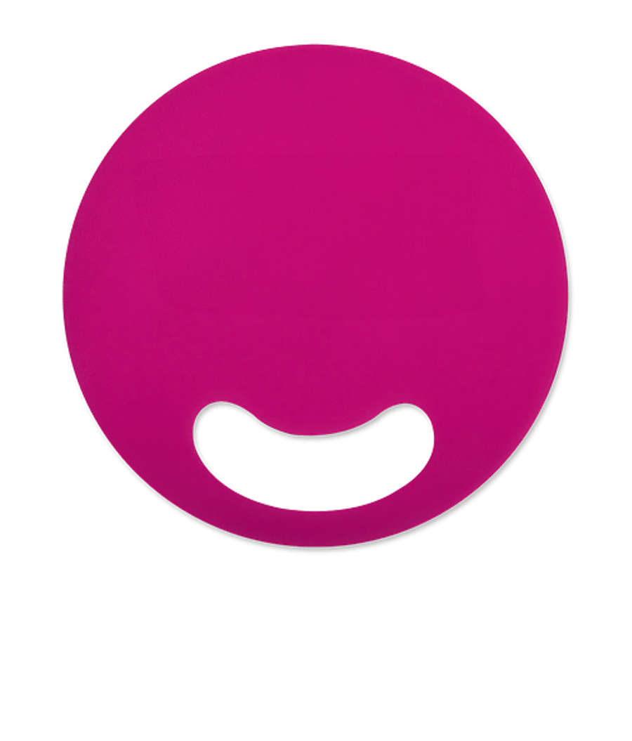 Circle Plastic Hand Fan with Handle in Pink