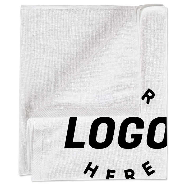 Midweight White Printed Beach Towel