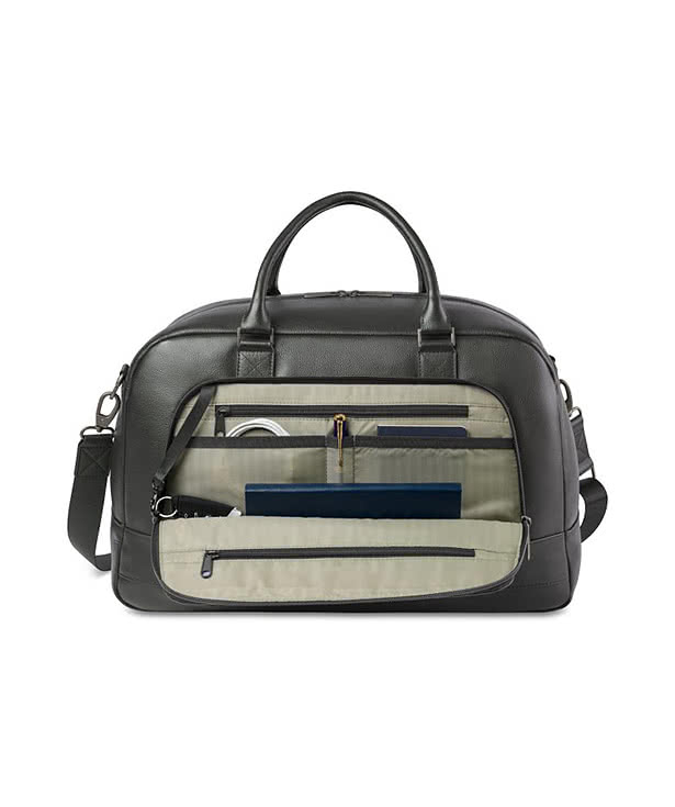 Debossed Samsonite Leather Weekender Duffel Bag