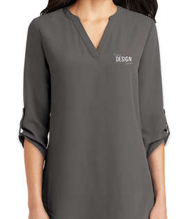 Port Authority Women's 3/4 Sleeve Tunic Blouse - Color: Sterling Grey