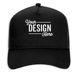 Otto Cap Five-Panel Trucker Hat - Embroidered - Color: Black