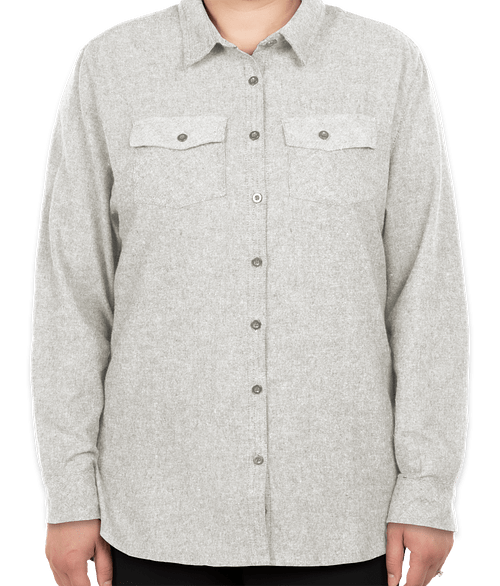 Burnside Women's Solid Flannel Long Sleeve Shirt in Stone