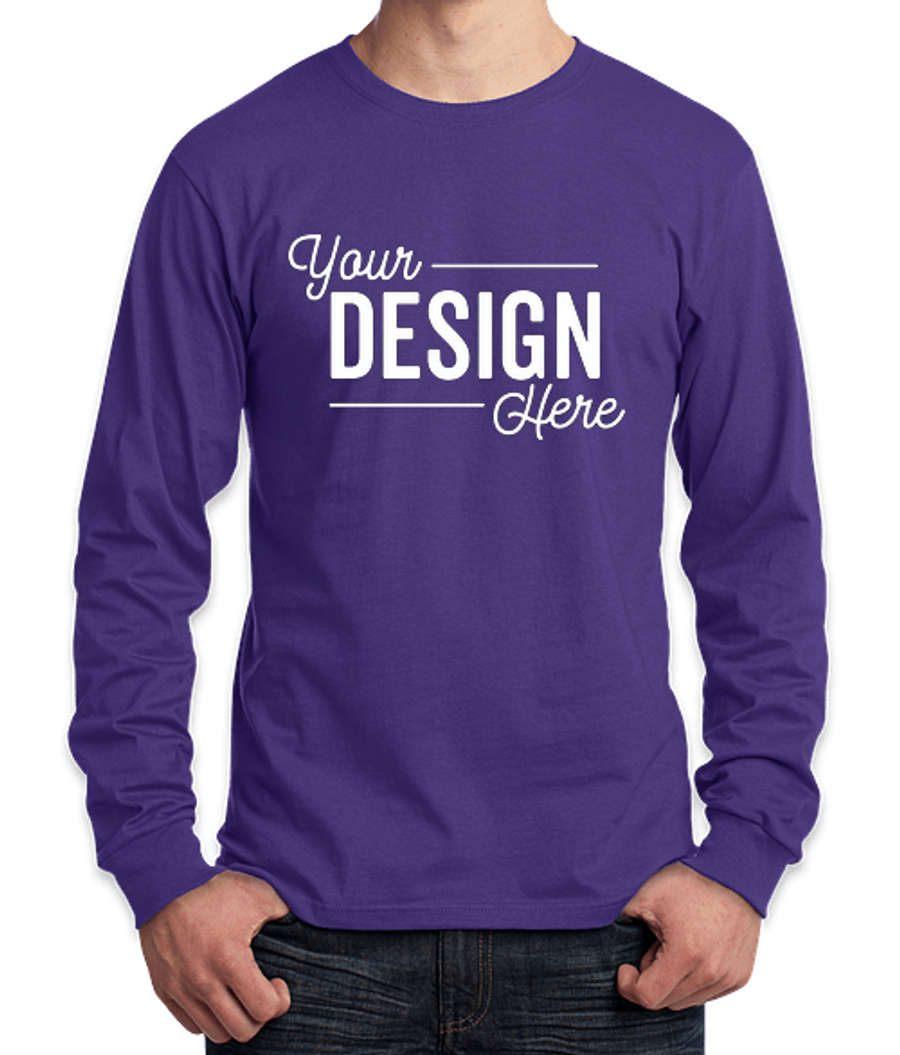 Port & Company Core Cotton Long Sleeve T-shirt in Purple