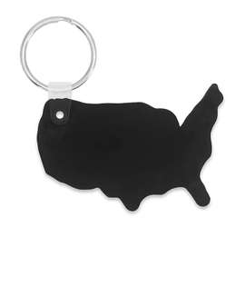 USA Shaped Keychain - Color: Black