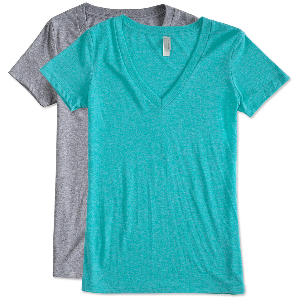 Next Level Women's Slim Fit Tri-Blend Deep V-Neck T-shirt
