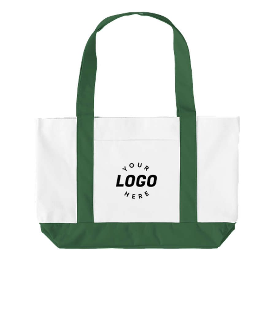 Large Cruiser Poly Tote Bag in White / Forest