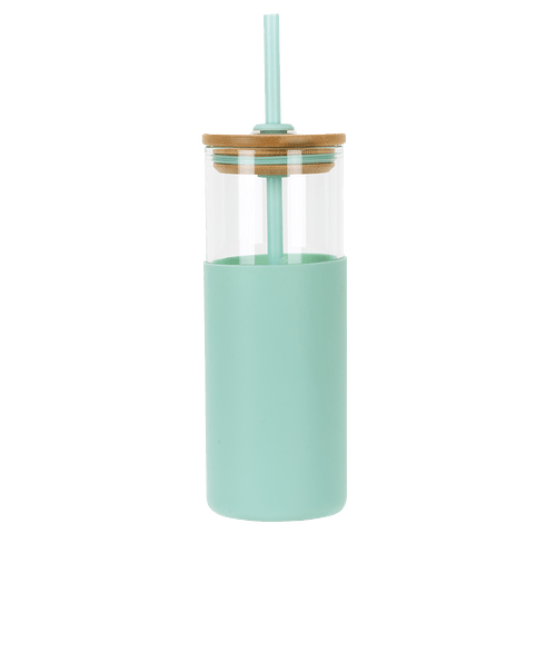 18 oz. Stirling Glass Tumbler with Straw in Mint Green