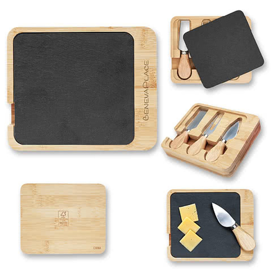 Slate & Bamboo Cheese Server Set in FSC BAMBOO