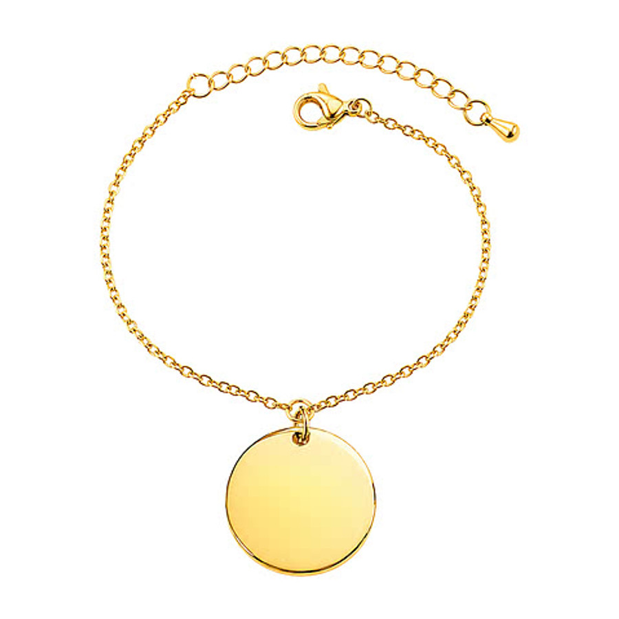 Laser Engraved Thin Chain Small Circle Bracelet