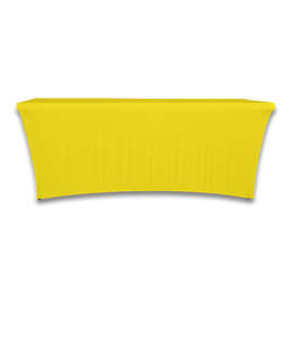 Full Color 8' Ultrafit Curve Open-Back Stretch Tablecloth - Color: Yellow