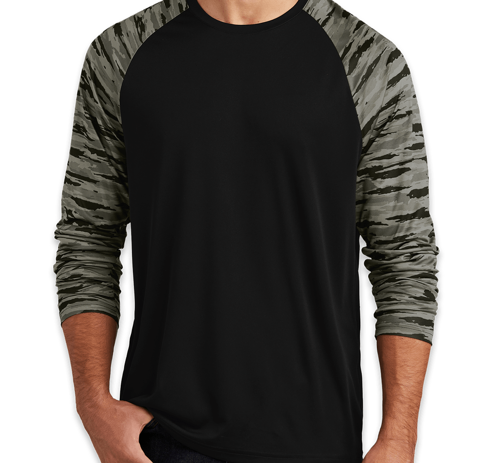 Sport-Tek Drift Camo Colorblock Long Sleeve Performance Shirt-default
