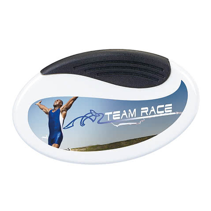 Full Color Oval Magnetic Memo Clip in White