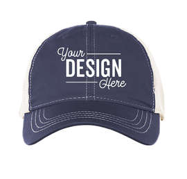 Pacific Headwear Vintage Snapback Trucker Hat - Color: Navy / Ivory / Navy