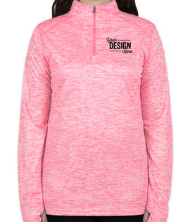 Badger Women's Heather Quarter Zip Performance Shirt - Color: Pink