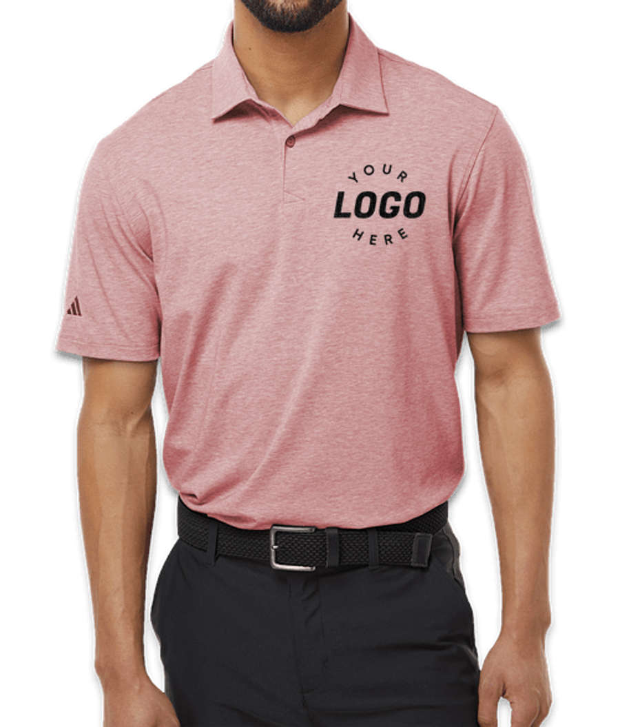 Adidas Recycled Blend Performance Polo - Embroidered in Pink Strata Melange