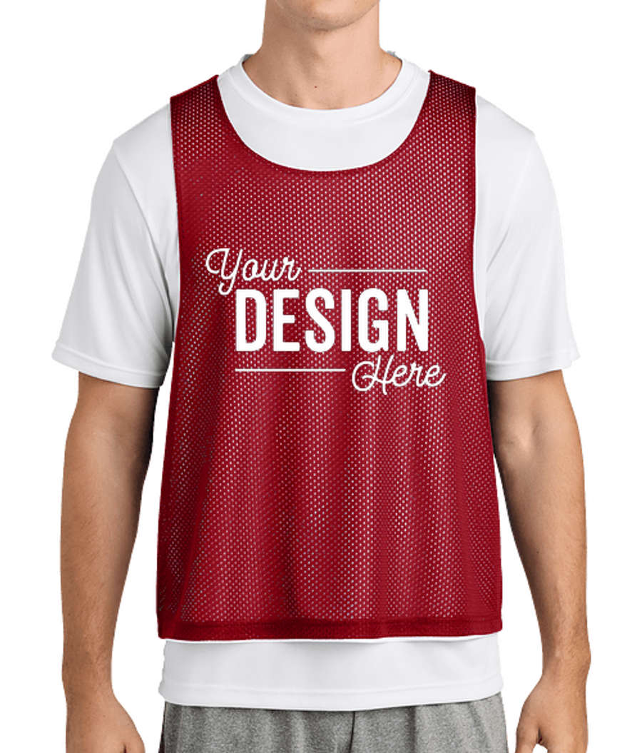 Sport-Tek Lacrosse Reversible Pinnie in Deep Red / White