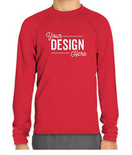 Wet Effect Youth Long Sleeve Rash Guard Shirt - Color: Red