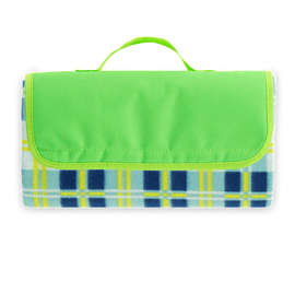 Roll-Up Picnic Blanket - Color: Lime / Light Blue