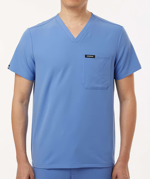 Jaanuu Holmes Everyday One-Pocket V-Neck Scrub Top - Embroidered