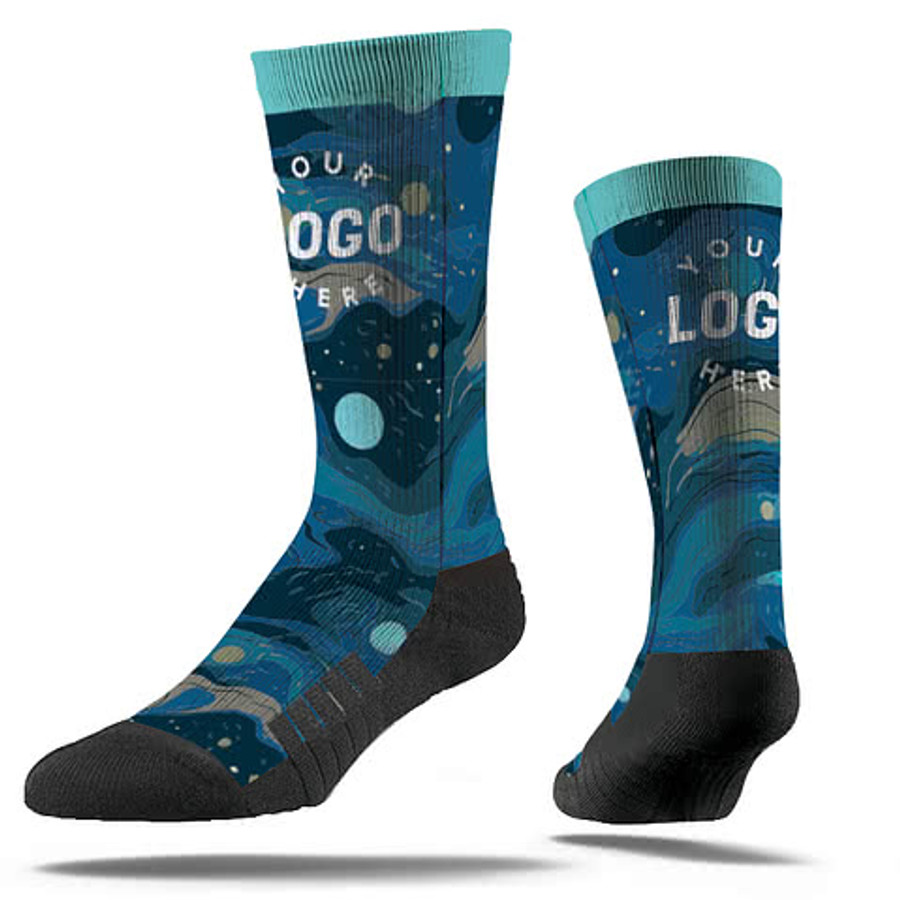 Abstract Oil Premium Crew Socks in Black