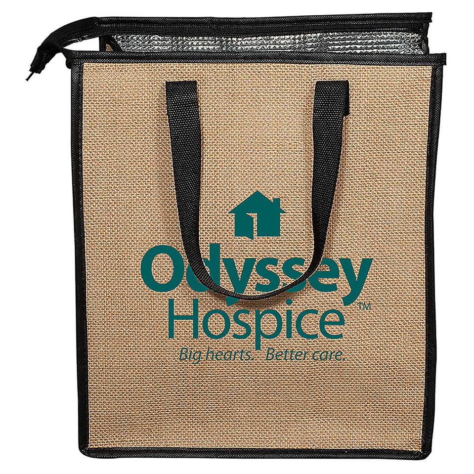 Jute 20 Can Cooler Tote Bag