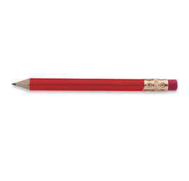 Round Wood Golf Pencil with Eraser - Color: Red