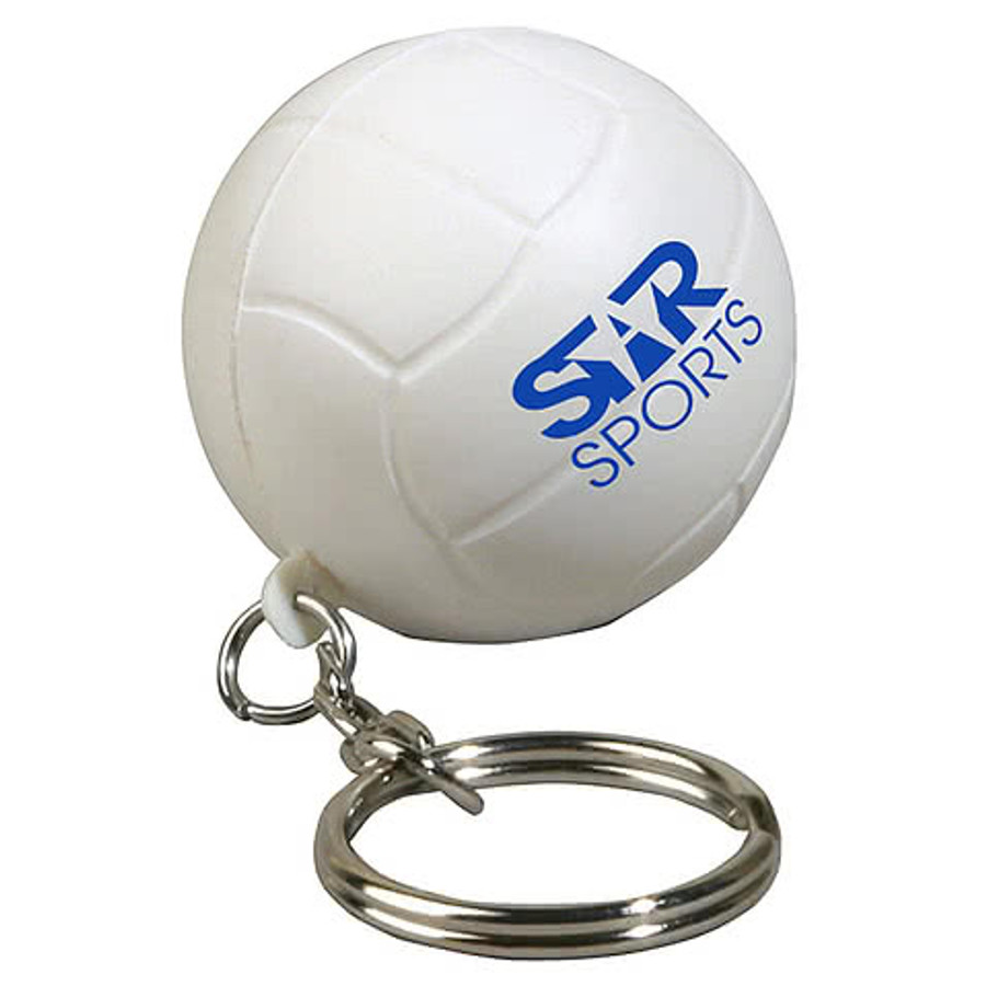 Volleyball Stress Reliever Keychain in White