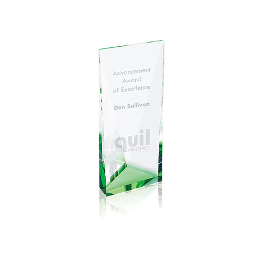 Laser Engraved Color Accent Crystal Tower in Blue