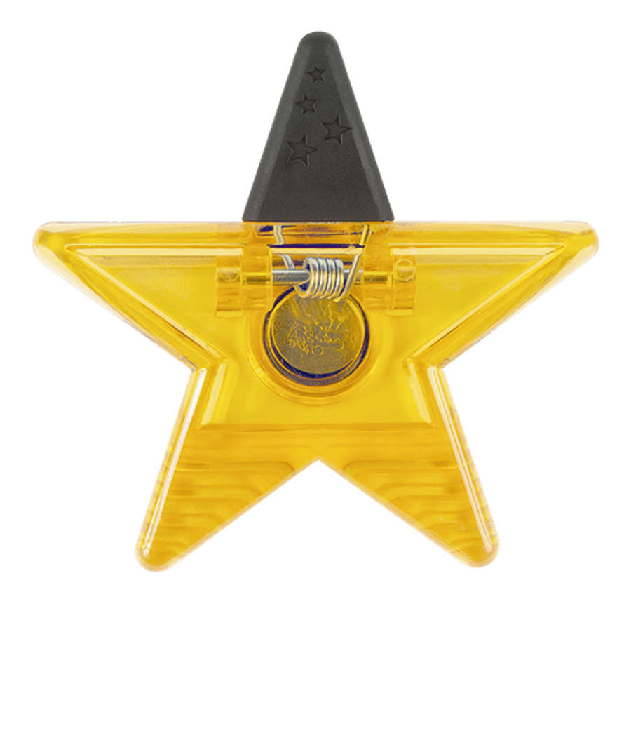 Recycled Star Shape Magnetic Memo Clip in TRANSLUCENT YELLOW