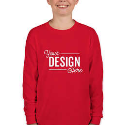 Gildan Youth 100% Cotton Long Sleeve T-shirt - Color: Red