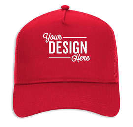 Otto Cap Five-Panel Trucker Hat - Embroidered - Color: Red