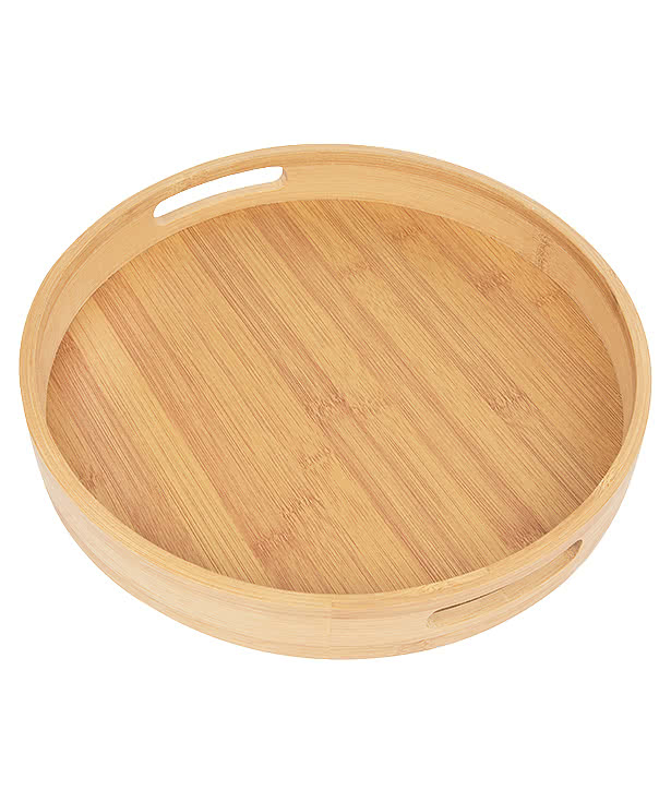 Laser Engraved Bamboo Serving Tray with Handles